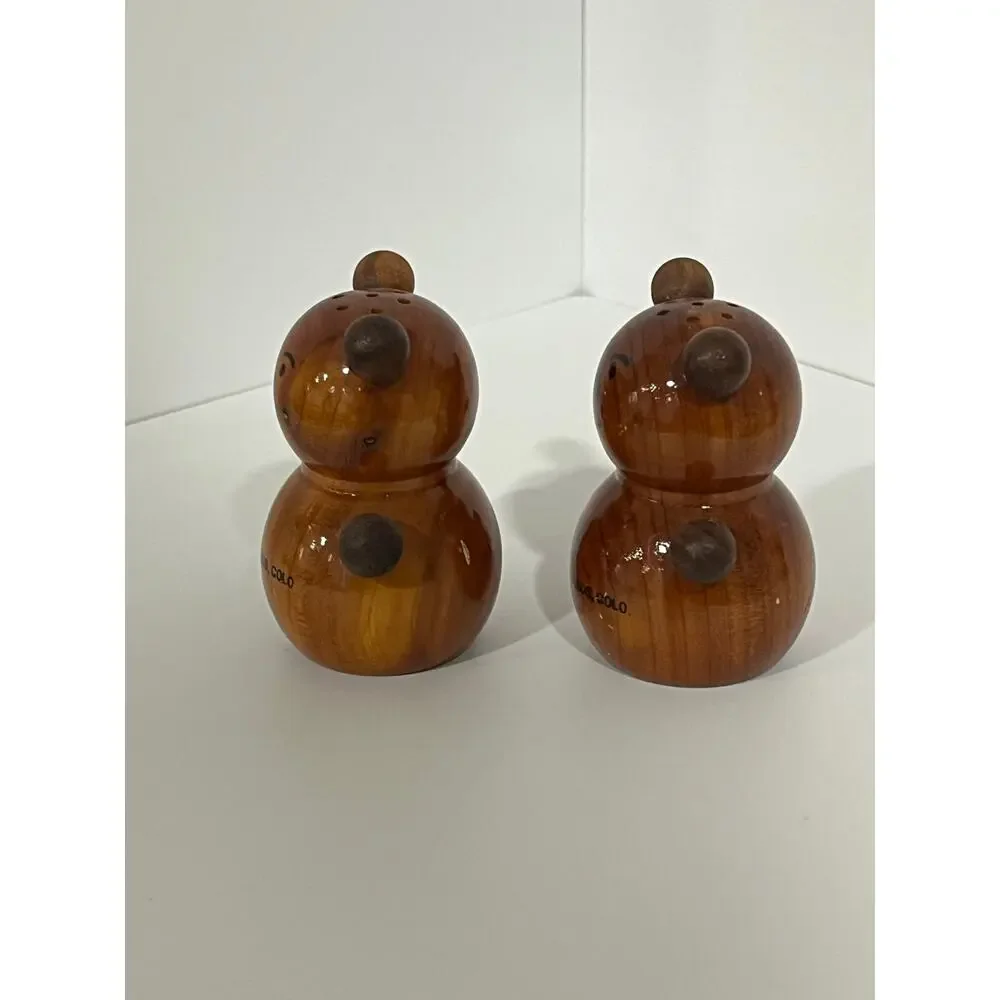 Vintage Wood Bear Salt Pepper Shakers Cave of the Winds Colorado Souvenir‎ Set